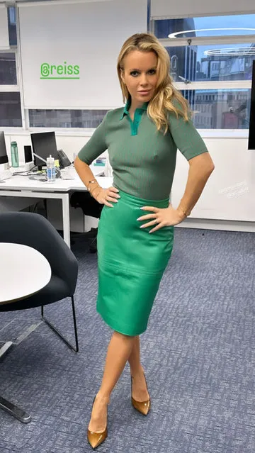 English media personality Amanda Holden showed off her look before going on air at Heart Breakfast Show in London, United Kingdom on September 28, 2023. (Photo by Instagram)