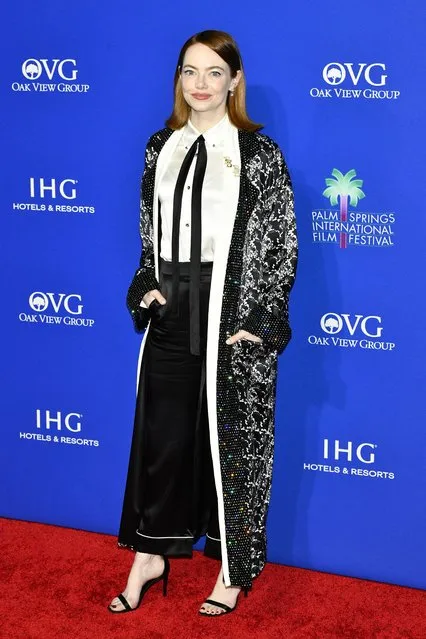 American actress Emma Stone arrives at the 2024 Palm Springs International Film Festival Film Awards at the Palm Springs Convention Center on January 04, 2024 in Palm Springs, California. (Photo by Jerod Harris/FilmMagic)