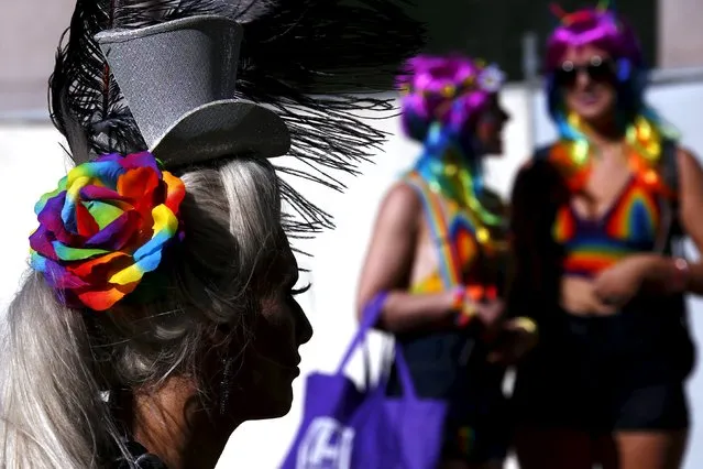 Performers dressed in their costumes prepare to participate in the Gay and Lesbian Mardi Gras parade in Sydney, Australia, March 5, 2016. (Photo by David Gray/Reuters)