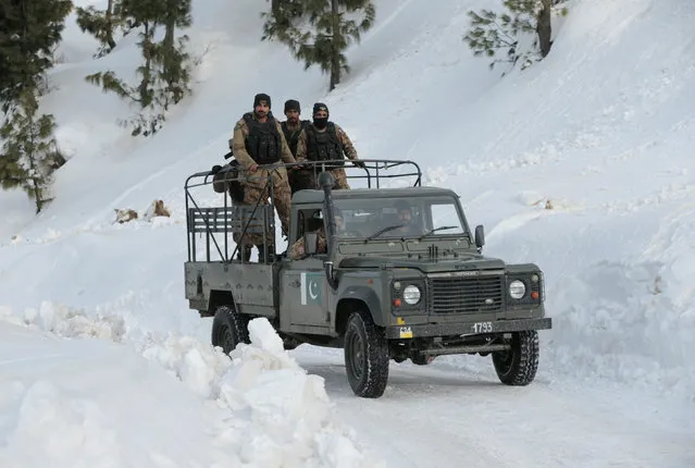 Army personnel drive up to their base beside the ski resort in Malam Jabba, Pakistan February 7, 2017. (Photo by Caren Firouz/Reuters)