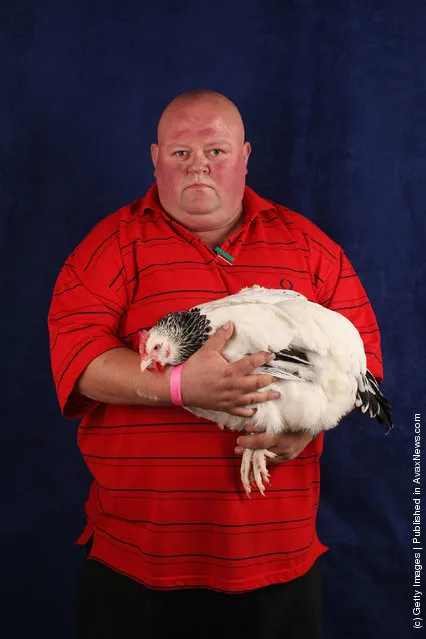 Richard Tidley, from Doncaster, holds his 11 month old Light Sussex Hen