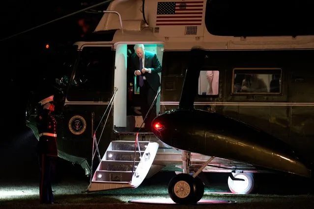 US President Joe Biden returns on Marine One to the White House in Washington, DC, USA, 02 March 2022. (Photo by Yuri Gripas/EPA/EFE)