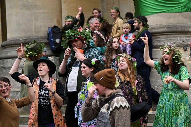 Revellers attend May Day celebrations, in Oxford, Britain on May 1, 2023. (Photo by Dylan Martinez/Reuters)