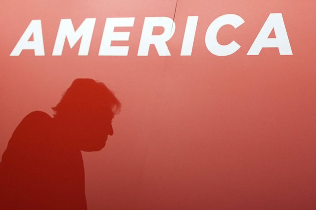 Silhouette detail of Republican presidential candidate, former U.S. President Donald Trump as he attends the first day of the Republican National Convention at the Fiserv Forum on July 15, 2024 in Milwaukee, Wisconsin. Delegates, politicians, and the Republican faithful are in Milwaukee for the annual convention, concluding with former President Donald Trump accepting his party's presidential nomination. The RNC takes place from July 15-18. (Photo by Andrew Harnik/Getty Images)