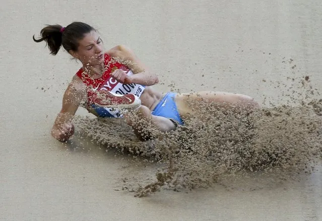 Elena Sokolova of Russia competes in the women's long jump qualification event at the 15th IAAF World Championships at the National Stadium in Beijing, China, August 27, 2015. (Photo by Dylan Martinez/Reuters)