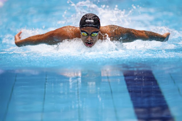 Shaine Casas competes in the Men's 200m Individual Medley Final on day five of the Toyota National Championships at Indiana University Natatorium on June 07, 2025 in Indianapolis, Indiana. (Photo by Maddie Meyer/Getty Images)
