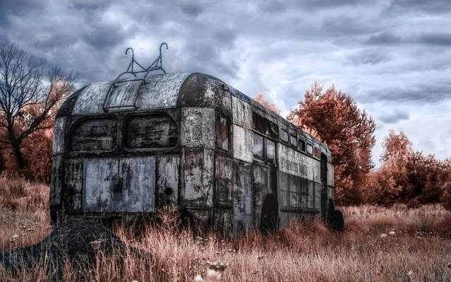 The trolleybus in one of Chernobyls scrapyards. (Photo by Vladimir Mitgutin/Caters News Agency)