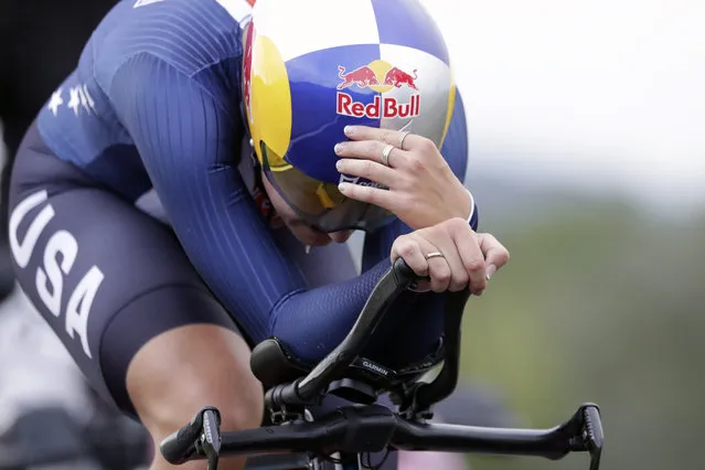 United States' Chloe Dygert competes during the women's Individual Time Trial event, at the road cycling World Championships, in Imola, Italy, Thursday, September 24, 2020. (Photo by Andrew Medichini/AP Photo)
