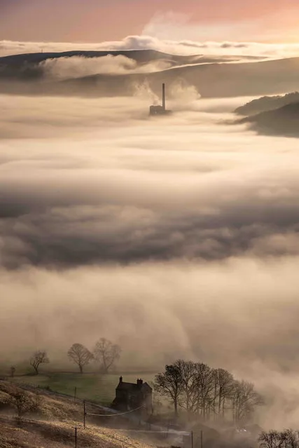 The Cloud Factory, Derbyshire. Changing Landscapes runner-up. “The unmistakable Hope Valley Breedon cement factory, also known as the cloud factory by the locals. I took this shot during golden hour one morning in January 2020. The light was beautiful, I took this at full zoom to compress the distance between the farm and factory. I like how the factory almost looks like it is floating above the farm!”. (Photo by Wesley Chambers/UK Landscape Photographer of the Year 2020)