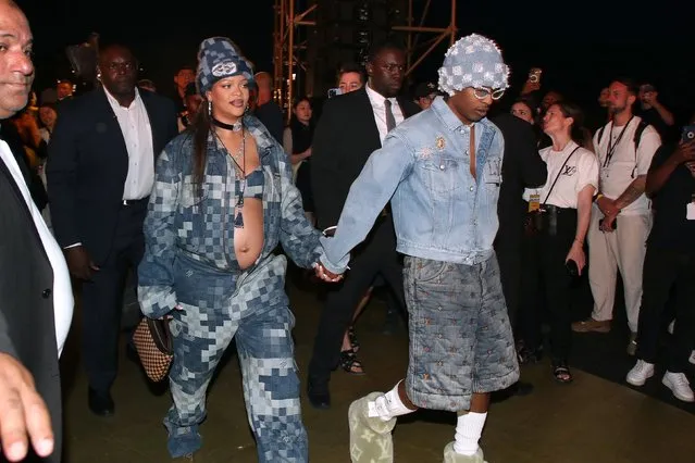 Barbadian singer Rihanna, American rapper A$AP Rocky and many celebrities attend Louis Vuitton Spring/Summer 2024 ready-to-wear men's fashion show in Paris on June 20, 2023. (Photo by Backgrid USA)