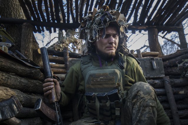 A Ukrainian soldier mans the front line near Horlivka in the Donetsk region on April 17, 2021. (Photo by Marian Kushnir/Radio Free Europe/Radio Liberty)