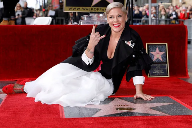 Singer and songwriter Pink poses as she receives a star on the Hollywood Walk of Fame in Los Angeles, California, U.S., February 5, 2019. (Photo by Mike Blake/Reuters)