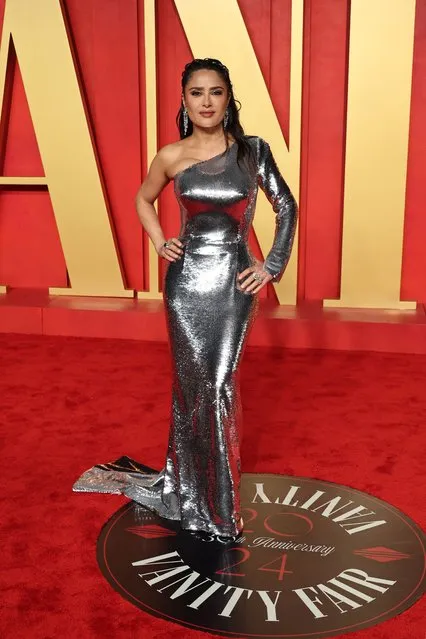 Mexican-American actress Salma Hayek attends the 2024 Vanity Fair Oscar Party Hosted By Radhika Jones at Wallis Annenberg Center for the Performing Arts on March 10, 2024 in Beverly Hills, California. (Photo by Jamie McCarthy/WireImage)