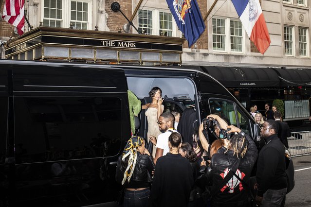 South African singer and songwriter Tyla in her limousine outside The Mark Hotel on her way to The Met Gala in New York, N.Y., on May 6, 2024. (Photo by Bryan Anselm For The Washington Post)