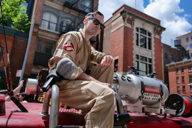 To mark the 40th anniversary of the original Ghostbusters film, fans gathered at the Firehouse, Hook & Ladder Company 8 fire station in New York City on June 7, 2024, where parts of the cult hit were filmed. (Photo by ZUMAPRESS.com/The Mega Agency)