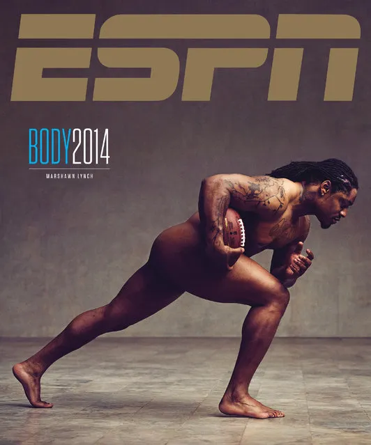 Marshawn Lynch photographed by Carlos Serrao for ESPN The Magazine. The sixth annual edition of ESPN The Magazine’s The Body Issue will feature 22 athletes posing nude, including five-time Wimbledon champion Venus Williams, 18-time Olympic gold medalist Michael Phelps, Seattle Seahawks running back Marshawn Lynch, Texas Rangers first baseman Prince Fielder and Oklahoma City Thunder forward Serge Ibaka. (Photo by Carlos Serrao for ESPN The Magazine Body Issue)