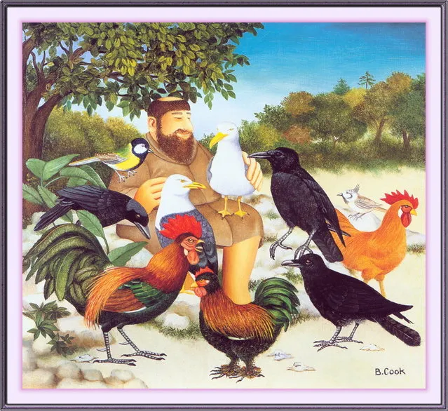 St. Francis and the Birds. Artwork by Beryl Cook