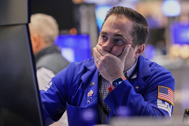 Specialist Gennaro Saporito works on the floor of the New York Stock Exchange, Wednesday, April 16, 2025. (Photo by Richard Drew/AP Photo)