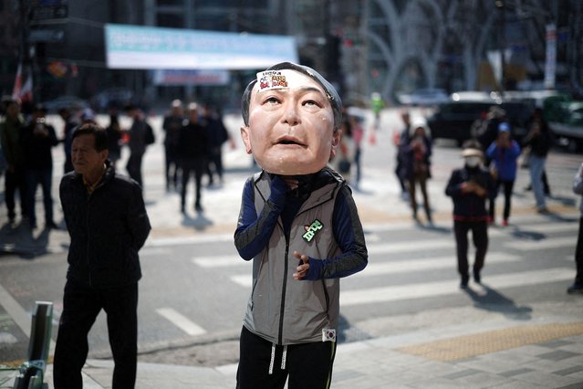 A man who opposes impeached South Korean President Yoon Suk Yeol walks in Seoul, South Korea, on April 3, 2025. (Photo by Kim Hong-Ji/Reuters)
