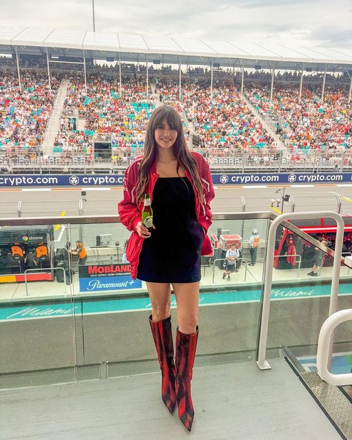 Canadian actress Nina Dobrev shows off her stylish fit while out at the F1 races on May 6, 2025. (Photo by nina/Instagram)