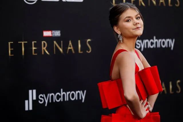 Cast member Lia McHugh poses at the premiere for the  film “Eternals” in Los Angeles, California, U.S. October 18, 2021. (Photo by Mario Anzuoni/Reuters)