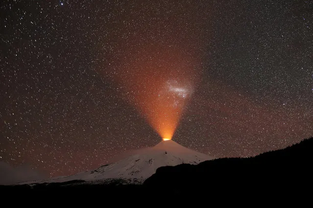 The Villarrica Volcano is seen at night from Pucon town, Chile, September 2, 2018. (Photo by Cristobal Saavedra Escobar/Reuters)