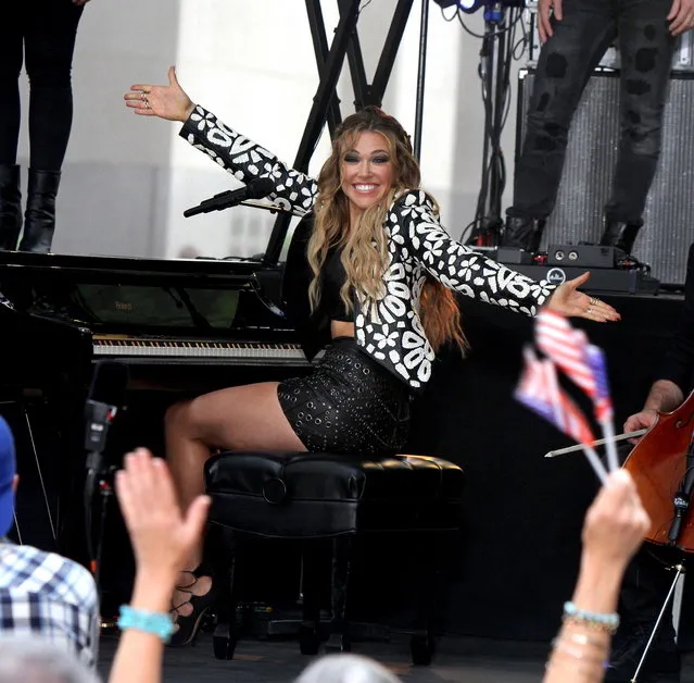 Rachel Platten pictured performing at the “Today” Show Citi Concert Series at the Rockefeller Plaza in Uptown, Manhattan on July 1, 2016. (Photo by Jose Perez/Splash News)
