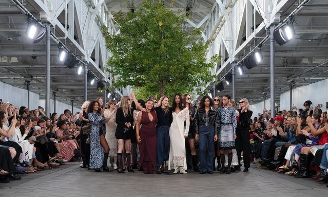Models and creative director Ditte Reffstrup at the Ganni show during the Copenhagen Fashion Week Spring/Summer 2024 on August 10, 2023 in Copenhagen, Denmark. (Photo by James Cochrane/The Guardian)