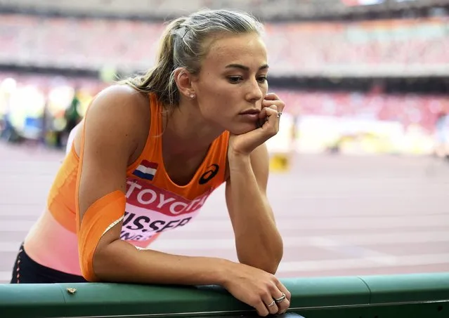 Nadine Visser of Netherlands reacts as she competes in the javelin throw event of the women's heptathlon during the 15th IAAF World Championships at the National Stadium in Beijing, China, August 23, 2015. (Photo by Dylan Martinez/Reuters)