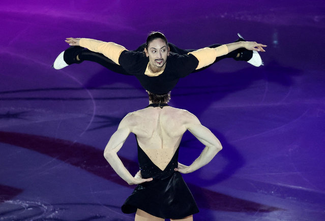 Sara Conti and Niccolo MaciI of Italy performs with inverting male and female roles during the Gala of the ISU Grand Prix Final day 4 at Patinoire Polesud, on December 8, 2024 in Grenoble, France. (Photo by Denis Balibouse/Reuters)