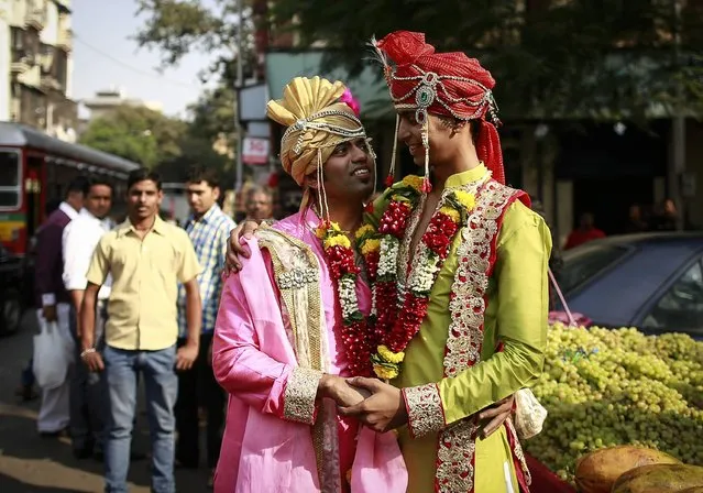 Gay activists dressed as newly wed grooms attend a gay pride parade, which is promoting gay, lesbian, bisexual and transgender rights, in Mumbai, January 31, 2015. (Photo by Danish Siddiqui/Reuters)