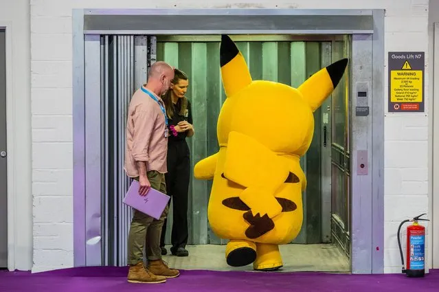 Piccacho, Pokemon passes the Hero toys and is guided into the goods lift in London, United Kingdom on January 24, 2023. (Photo by Guy Bell/Alamy Live News)