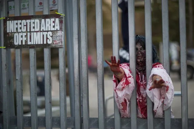 A person dressed like a zombie takes part in The Walking Dead Escape experience at Petco Park during the 2015 Comic-Con International Convention in San Diego, California July 10, 2015. (Photo by Mario Anzuoni/Reuters)