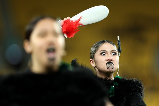 A welcome ceremony prior to the FIFA Women's World Cup Australia & New Zealand 2023 Group G match between South Africa and Italy at Wellington Regional Stadium on August 02, 2023 in Wellington, New Zealand. (Photo by Hagen Hopkins – FIFA/FIFA via Getty Images)