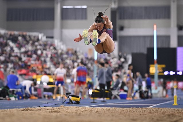 USA's Claire Bryan competes in the women's long jump final during the Indoor World Athletics Championships in Nanjing, in eastern China's Jiangsu province, on March 23, 2025. (Photo by Wang Zhao/AFP Photo)