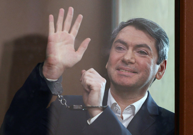 Grigory Melkonyants, the co-chair of Russia's election monitoring group Golos (Voice), who is accused of cooperating with an “undesirable organisation”, reacts inside an enclosure for defendants during a court hearing in Moscow, Russia on May 14, 2025. (Photo by Evgenia Novozhenina/Reuters)