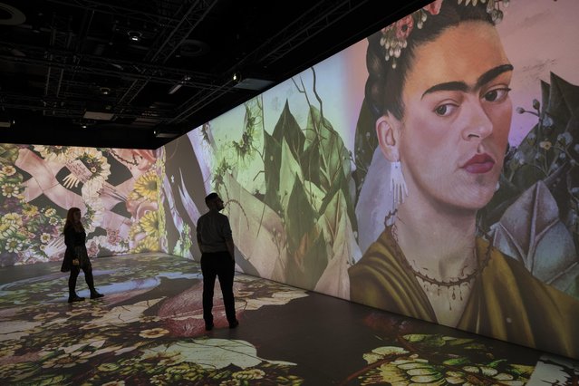Preview of “Life And Work Of Frida Kahlo” Immersive Exhibition at The Reel Store on November 22, 2022 in Coventry, England. (Photo by Katja Ogrin/Getty Images)