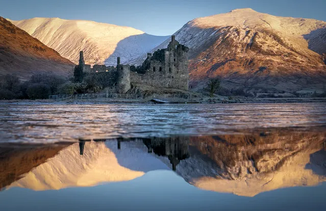 Kilchurn Castle on the banks of a partially frozen Loch Awe, Argyll and Bute on Friday, January 20, 2023 in Scotland. People across many parts of the country are bracing themselves for few days of travel disruption as snow, ice and bitterly cold temperatures grip the nation. (Photo by Jane Barlow/PA Images via Getty Images)