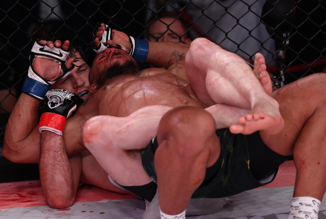 Magomed Saidov (Red) of Russia and Valmir Da Silva (Blue) of Brazil in action during UAE Warriors 63 in Al Ain, United Arab Emirates on 10 September 2025. (Photo by Ali Haider/EPA)