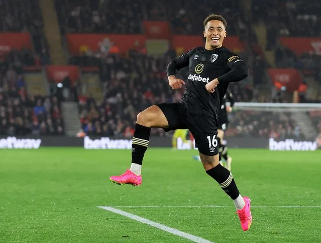 Marcus Tavernier of Bournemouth celebrates after he scores a goal to make it 1-0 during the Premier League match between Southampton FC and AFC Bournemouth at Friends Provident St. Mary's Stadium on April 27, 2023 in Southampton, England. (Photo by Matthew Childs/Action Images via Reuters)
