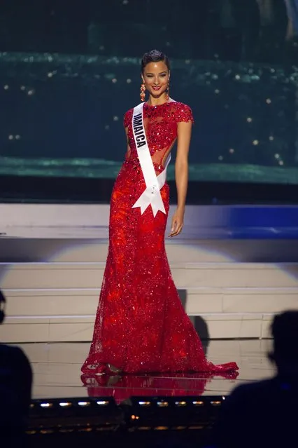 Kaci Fennell, Miss Jamaica 2014 competes on stage in her evening gown during the Miss Universe Preliminary Show in Miami, Florida in this January 21, 2015 handout photo. (Photo by Reuters/Miss Universe Organization)