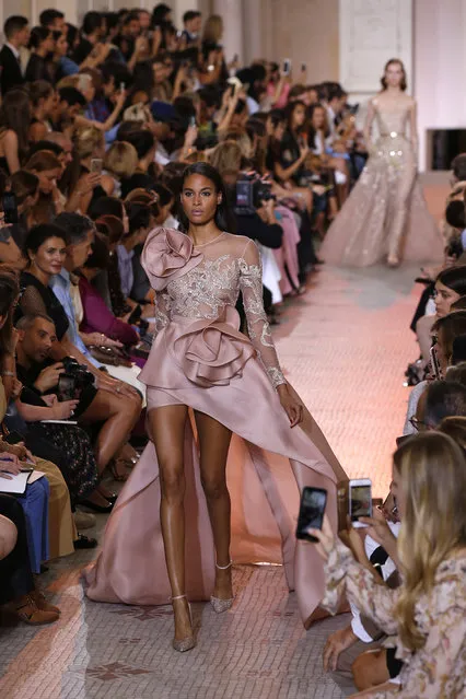 A model wears a creation for Elie Saab Haute Couture Fall-Winter 2018/2019 fashion collection presented Wednesday, July 4, 2018 in Paris. (Photo by Michel Euler/AP Photo)
