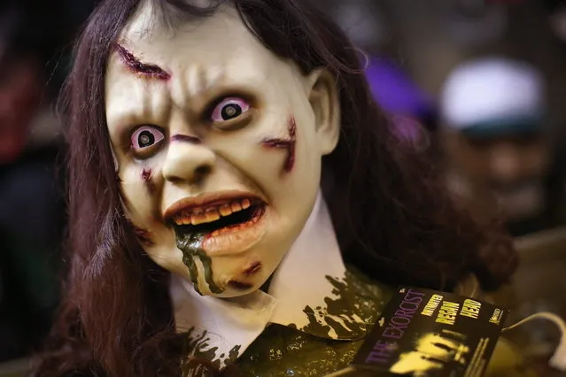 A Halloween mask called The Exorcist is offered for sale at Fantasy Costumes on October 30, 2013 in Chicago, Illinois. (Photo by Scott Olson/AFP Photo)