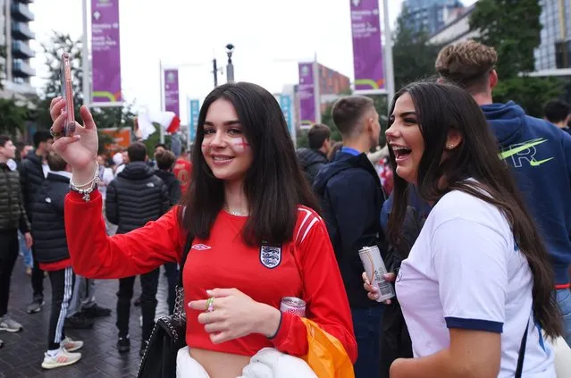England fans at Wembley Park in London, United Kingdom on June 29, 2021 ahead of the England v Germany match. (Photo by James Veysey/Rex Features/Shutterstock)