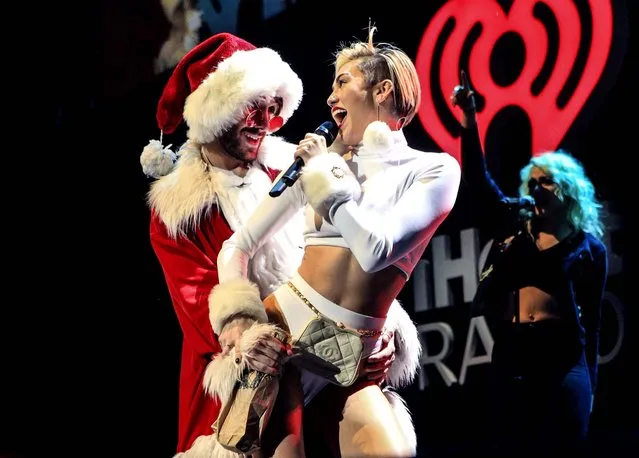 Miley Cyrus performs in concert during the Hot 99.5 Jingle Ball at the Verizon Center in Washington, on December 16, 2013. (Photo by Owen Sweeney/Invision)