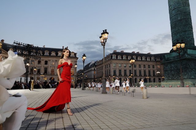 A model walks the runway during Vogue World: Paris at Place Vendome on June 23, 2024 in Paris, France. (Photo by Victor Boyko/Getty Images for Vogue)