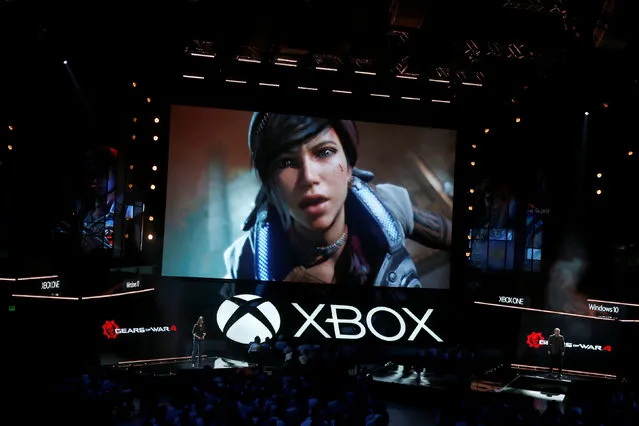 Microsoft displays Gears of War 4 at the Xbox E3 2016 media briefing in Los Angeles, California, U.S., June 13, 2016. (Photo by Lucy Nicholson/Reuters)