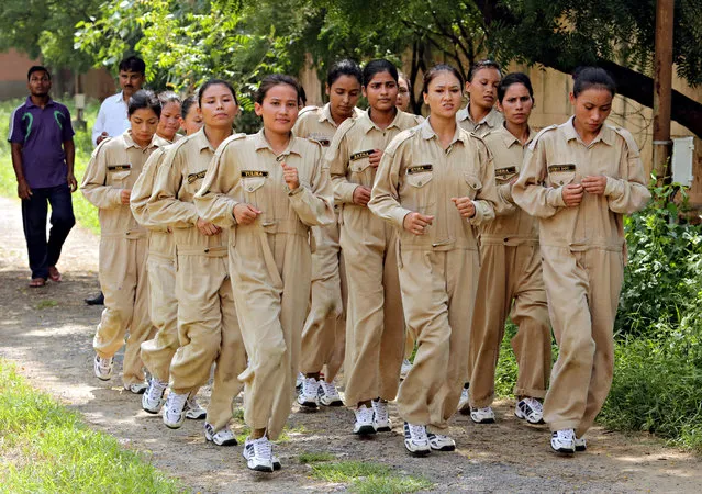 Northeastern girls getting commando training at the Delhi Police Training Centre, Jharoda Kalan on September 4, 2017 in New Delhi, India. (Photo by Manoj Verma/Hindustan Times via Getty Images)