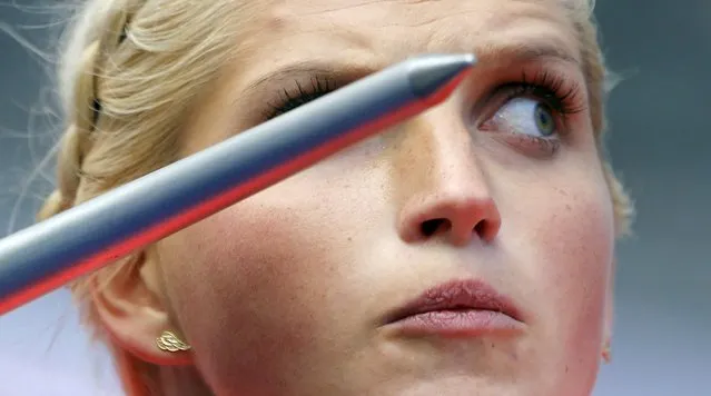 Lina Muze of Latvia competes to placed third in the women's javelin throw at the ISTAF athletics meeting in Berlin, Germany, September 6, 2015. (Photo by Hannibal Hanschke/Reuters)