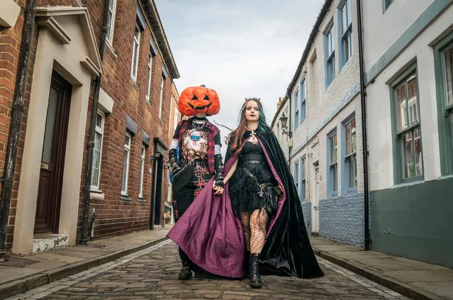 People attend the Whitby Goth Weekend in Whitby, Yorkshire on Sunday, October 30, 2022, as hundreds of goths descend on the seaside town where Bram Stoker found inspiration for “Dracula” after staying in the town in 1890. (Photo by Danny Lawson/PA Images via Getty Images)